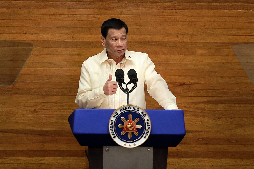 (180723) -- MANILA, July 23, 2018 -- Philippine President Rodrigo Duterte delivers his third State of the Nation Address at the Philippine House of Representatives in Quezon City, the Philippines, Jul ...