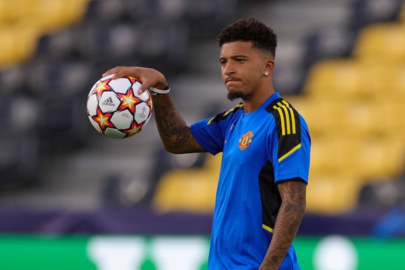 Manchester United, ManU UEFA Champions League Training Session Jadon Sancho 25 of Manchester United during the training session ahead of the European Champions League fixture between Young Boys v Manc ...