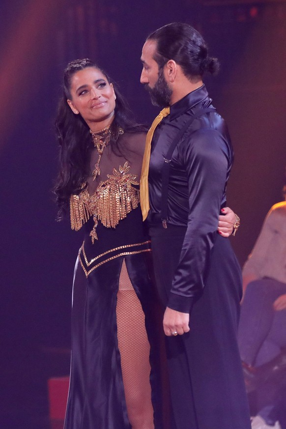 COLOGNE, GERMANY - APRIL 29: Amira Pocher and Massimo Sinató perform on stage during the 9th show of the 15th season of the television competition show &quot;Let's Dance&quot; at MMC Studios on April  ...