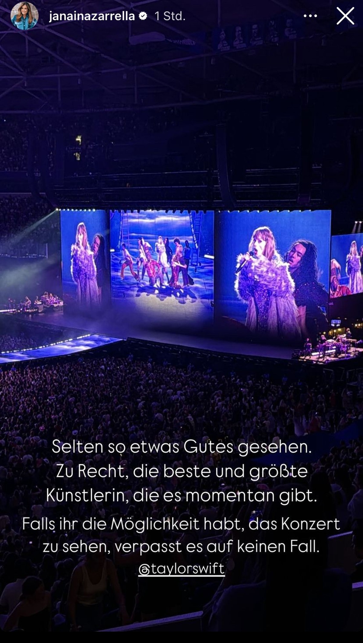 Jana Ina Zarrella ist begeistert von Swifts Konzert.