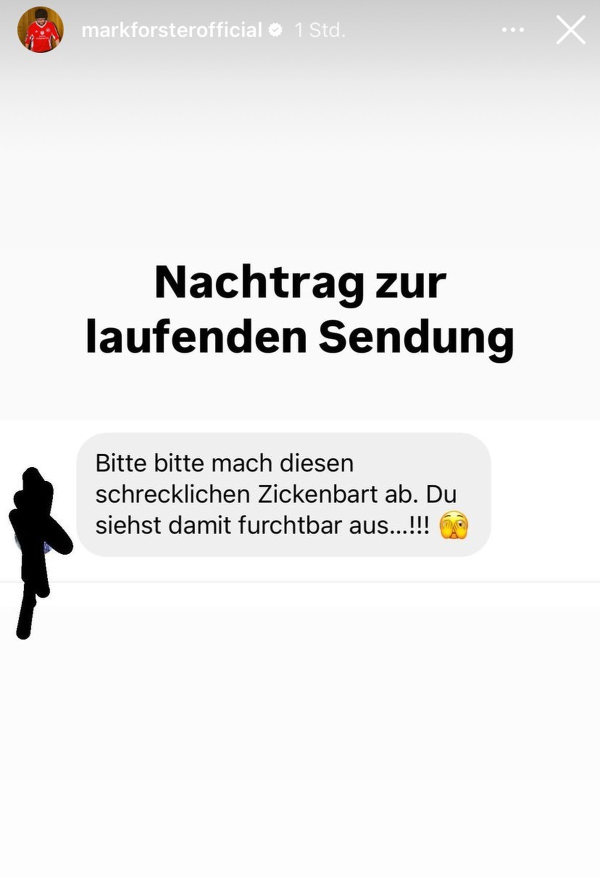 Diesen Kommentar veröffentlicht Mark Forster auf seinem Instagram-Kanal.