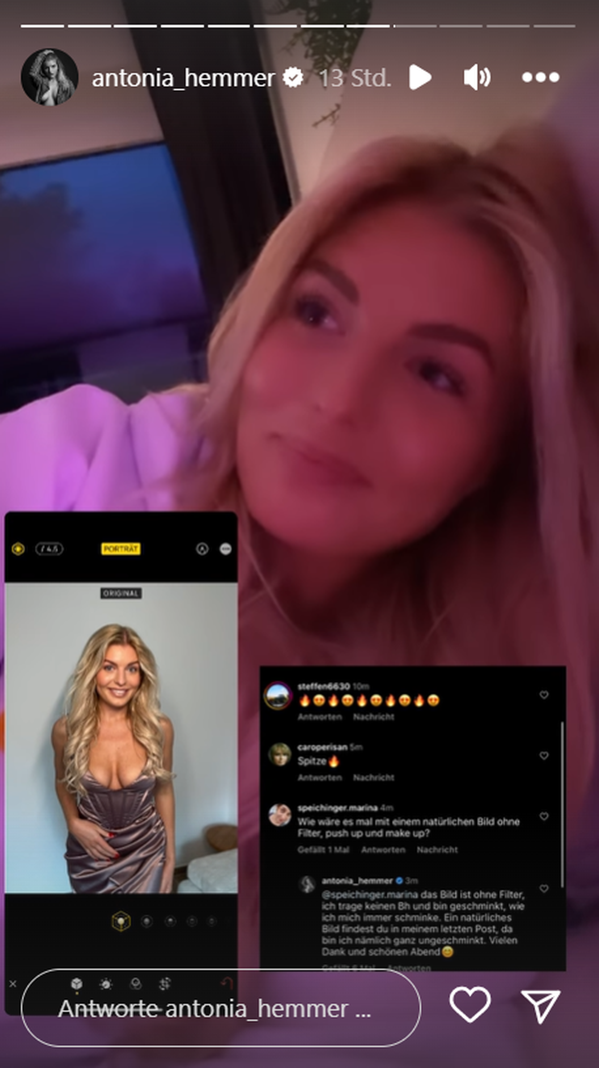 Antonia Hemmer zeigt in ihrer Story das Original-Foto ihres Beitrags.
