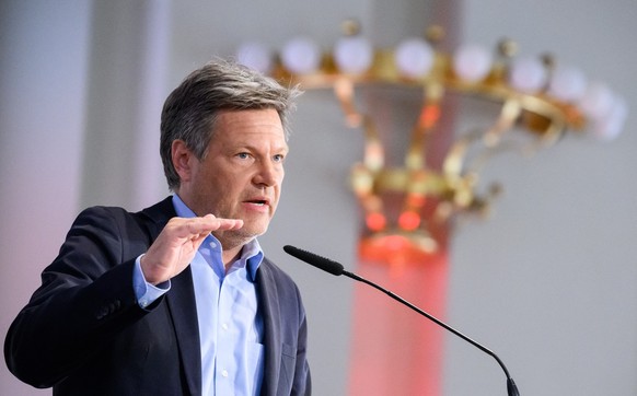 May 4th, 2023, Berlin: Robert Habeck (Bündnis 90/Die Grünen), Federal Minister for Economic Affairs and Climate Protection, speaks at the event of the Institute for Macroeconomics and Business Cycle Research (IMK) de ...