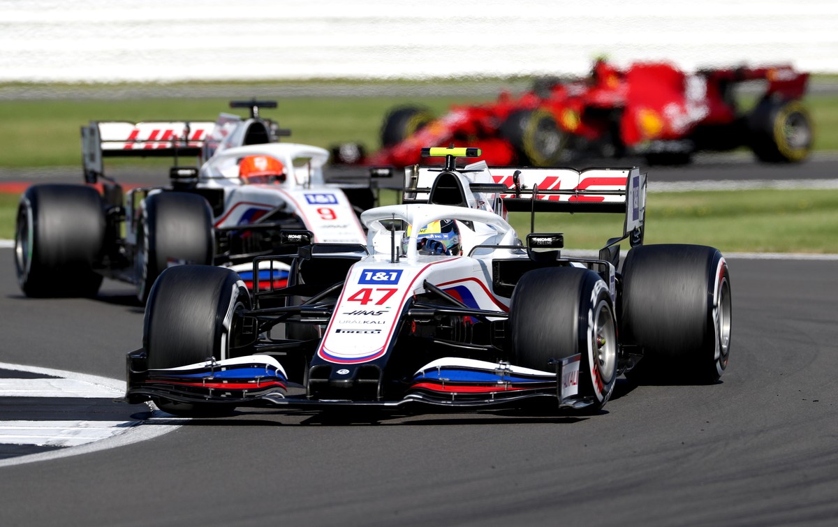 British Grand Prix 2021 - Race - Silverstone. Haas' Mick Schumacher during the British Grand Prix at Silverstone, Towcester. Picture Date: Sunday July 18, 2021. See PA story AUTO British. Photo c ...