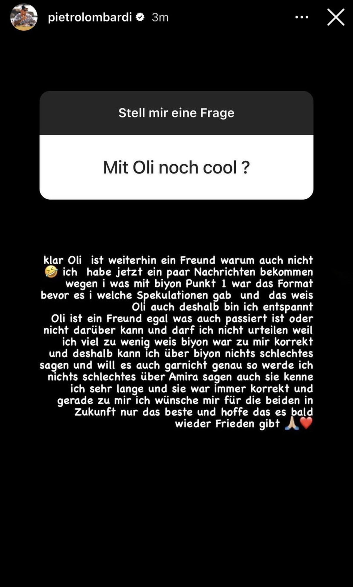 Pietro erklärt, wie das Verhältnis zu Oliver Pocher ist.