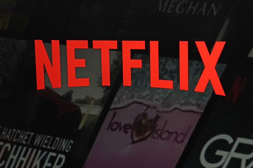 FILE - The Netflix logo is displayed on the company&#039;s website, Feb. 2, 2023, in New York. Netflix gave audiences first looks at some planned and upcoming projects including “Avatar: The Last Airb ...