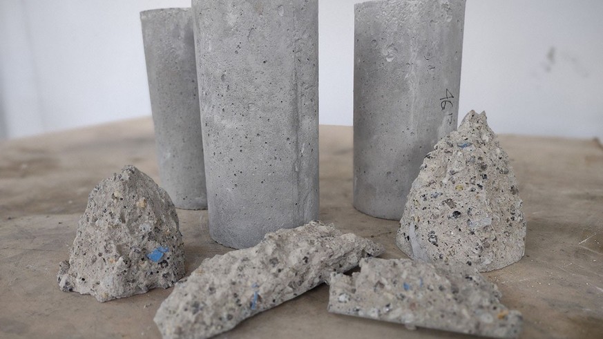 The RMIT team’s concrete that was made using PPE. Credit: RMIT University