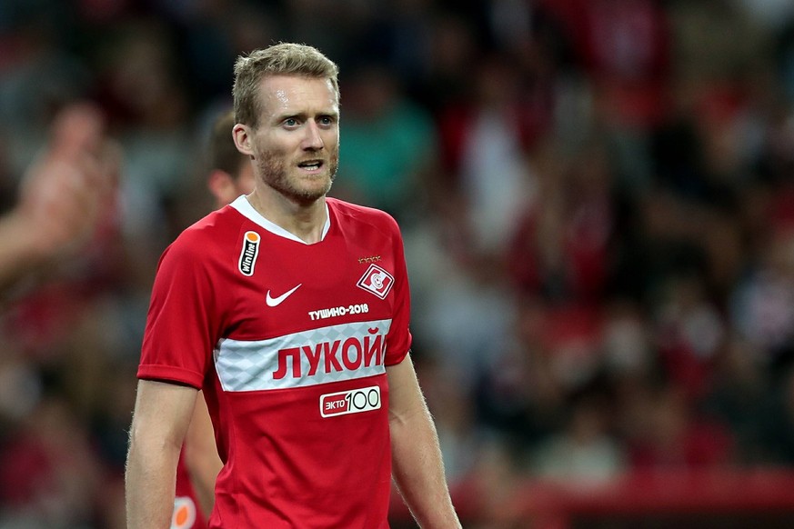 August 19, 2019. Russia, Moscow, Otkritie Arena Stadium. Russian Premier League 2019/20. Spartak s player Andre Schurrle during match between FC Spartak (Moscow) - PFC CSKA (Moscow) DmitryxGolubovich  ...