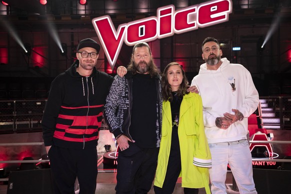 Alice Merton, Sido, Rea Garvey & Mark Forster The Voice of Germany / Fototermin mit den neuen Coaches im Studio H in Adlershof in Berlin *** Alice Merton, Sido, Rea Garvey Mark Forster The Voice o ...