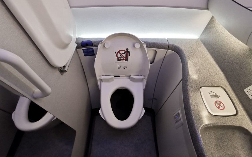 Small space Inside the airplane toilet