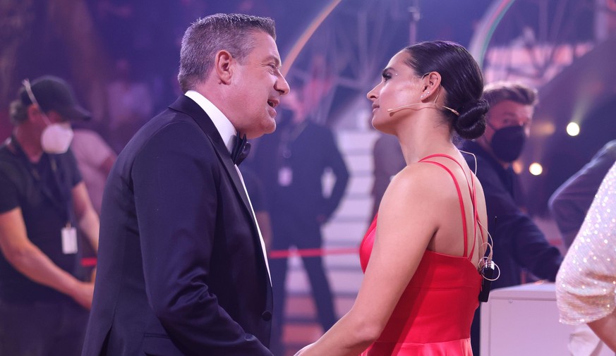 COLOGNE, GERMANY - MAY 13: Amira Pocher and Joachim Llambi are see on stage during the 11th show of the 15th season of the television competition show &quot;Let&#039;s Dance&quot; at MMC Studios on Ma ...