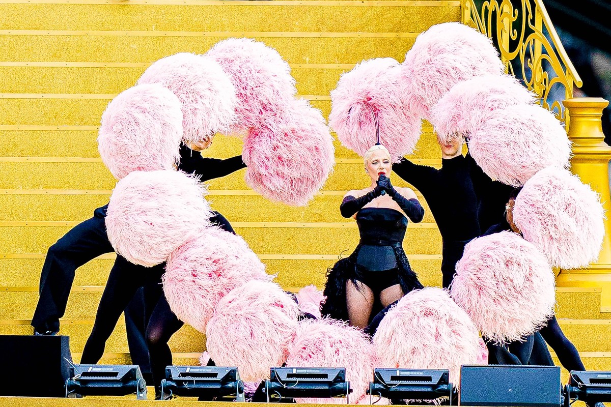 Lady Gaga performs during the opening ceremony of the Paris 2024 Olympic Games on the Seine River in Paris Lady Gaga performs during the opening ceremony of the Paris 2024 Olympic Games on the Seine R ...