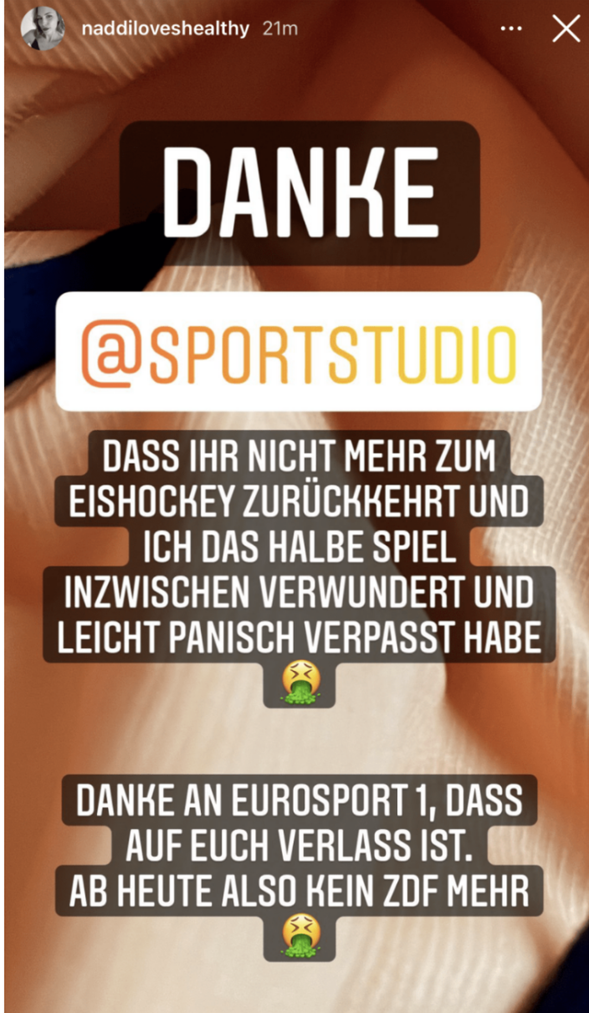 Diese Instagram-Story, in der sie das ZDF kritisiert, hat Nadja Müller mittlerweile gelöscht.