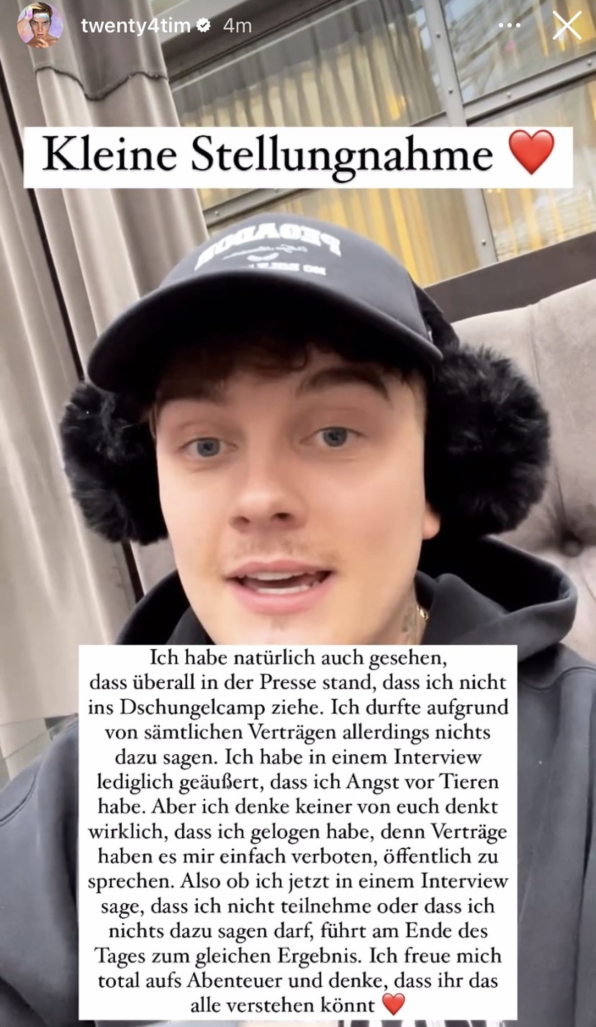 Das sagt Twenty4Tim zu seinen bisherigen Dschungelcamp-Statements.