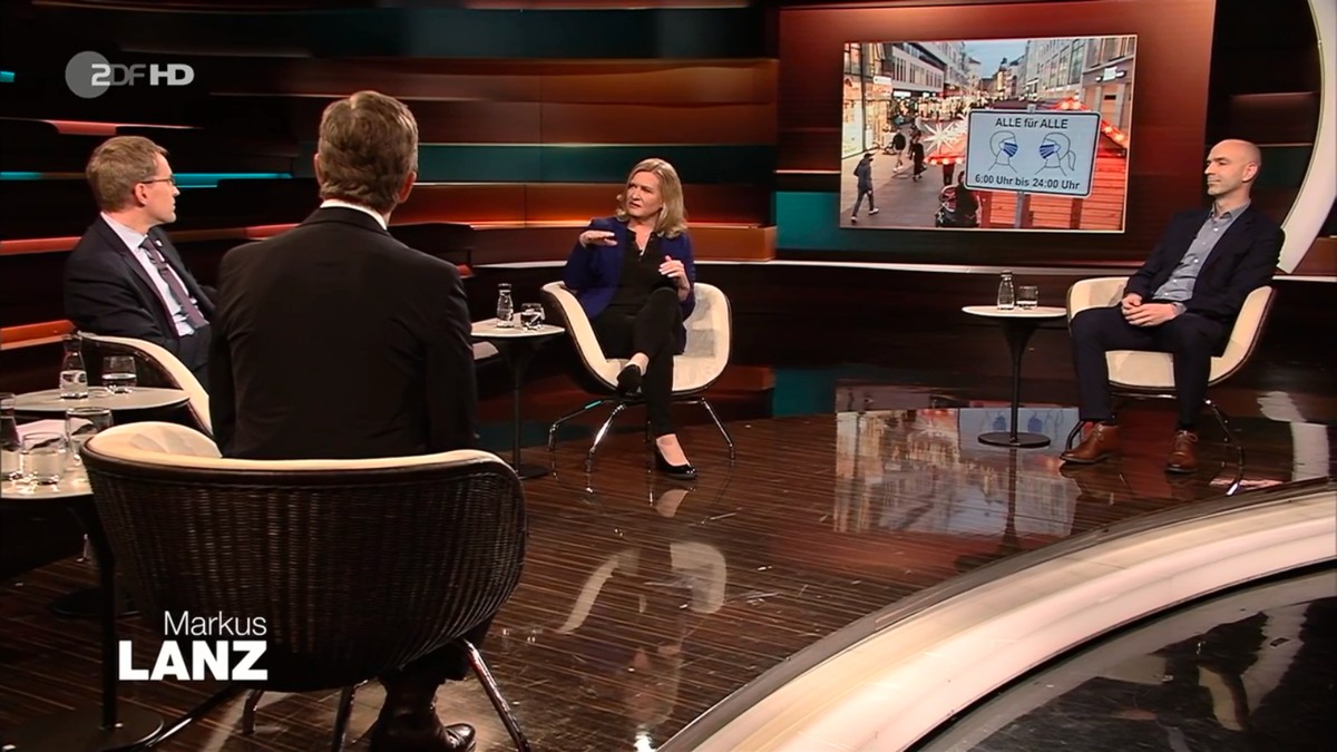 Die Gäste bei "Markus Lanz" (v.l.n.r.): Daniel Günther, Eva Quadbeck und Prof. Jonas Schmidt-Chanasit.