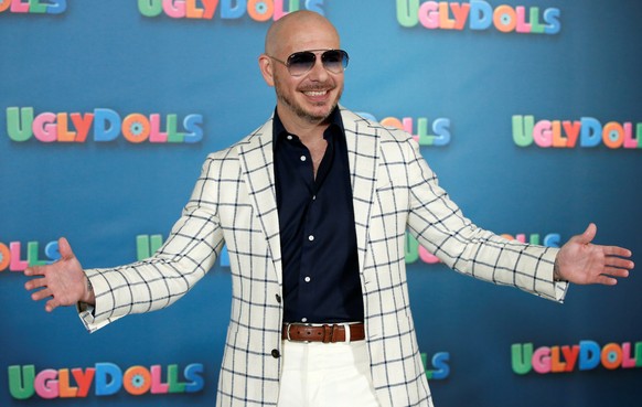 Cast member Pitbull poses at a photo call for the animated film &quot;Ugly Dolls&quot; in Los Angeles, California, U.S. April 13, 2019. REUTERS/Mario Anzuoni