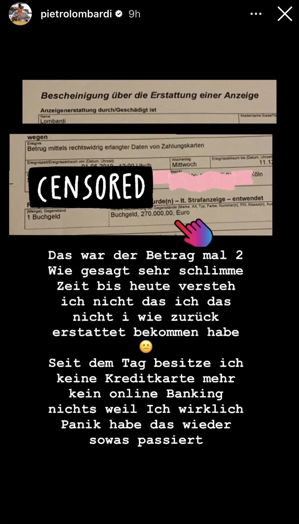 Pietro stellte auch eine Anzeige.