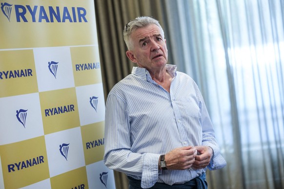 Ryanair Press Conference - Brussels Michael O Leary, CEO of Ryanair at a press conference on 27 August 2024 in Brussels, Belgium. The low-cost airline Ryanair announces the opening of 9 new routes fro ...