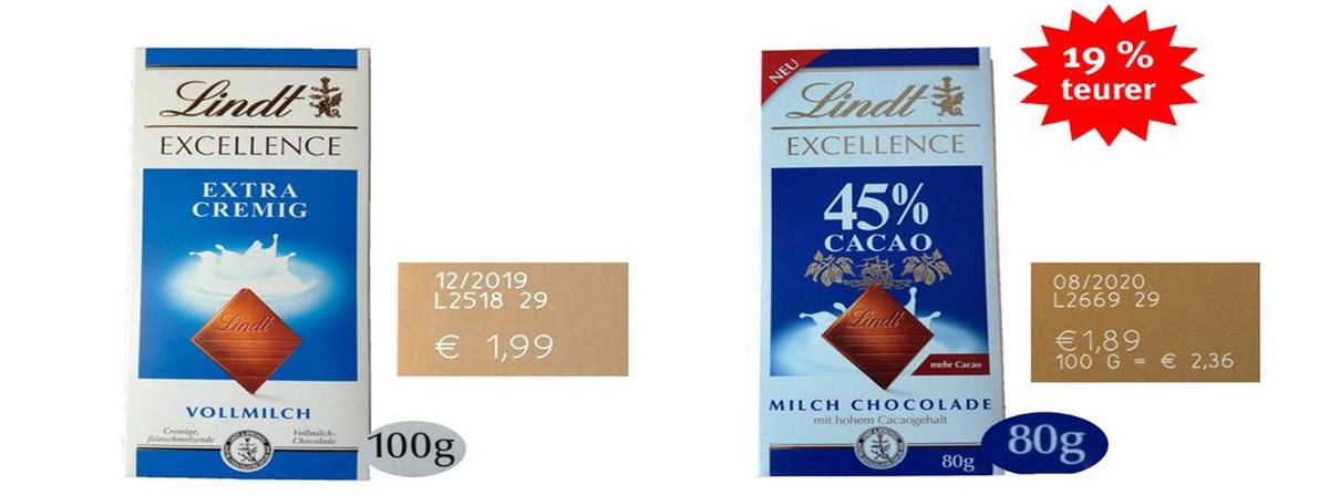Die neue und die Standartafel von Lindt.