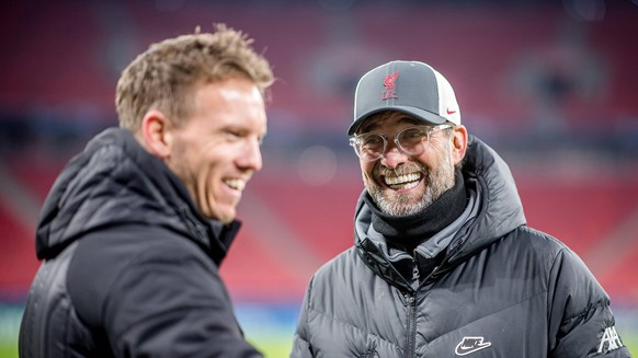 Julian Nagelsmann (l.) und Jürgen Klopp sind zwei der vier deutschen Trainer im Champions-League-Achtelfinale.