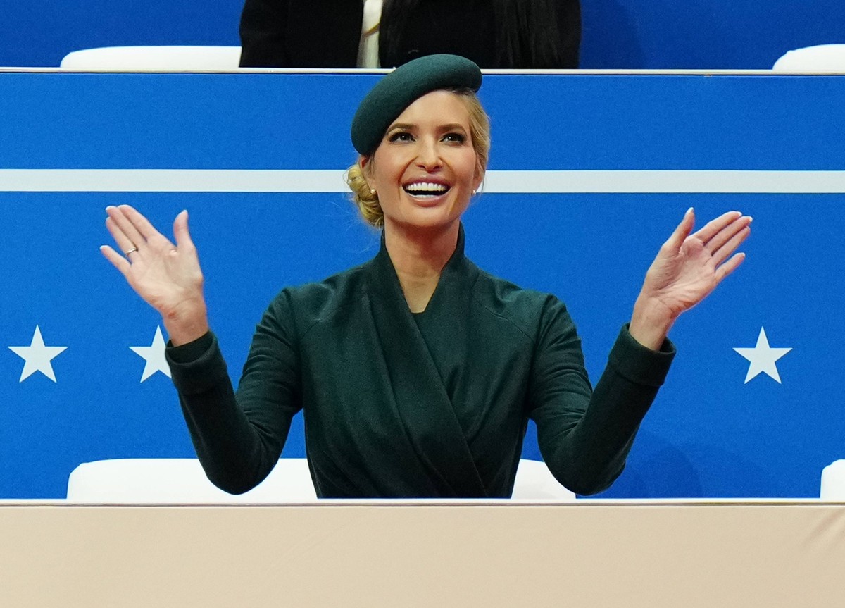 Ivanka Trump reacts when she arrives at Capital One Arena after President-elect Donald Trump is sworn in as the 47th President of the United States in Washington, DC on Monday, January 20, 2025. PUBLI ...