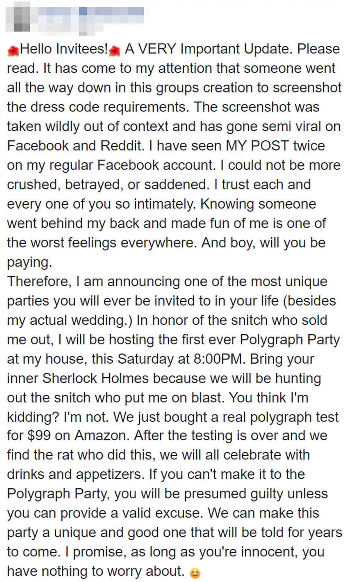 https://www.boredpanda.com/thousand-dollar-wedding-dress-code-invitation-bridezilla-hawaii/

reddit facebook screenshot Hochzeit