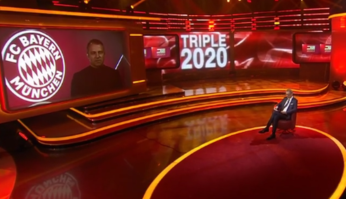 Hansi Flick war per Video zugeschaltet.
