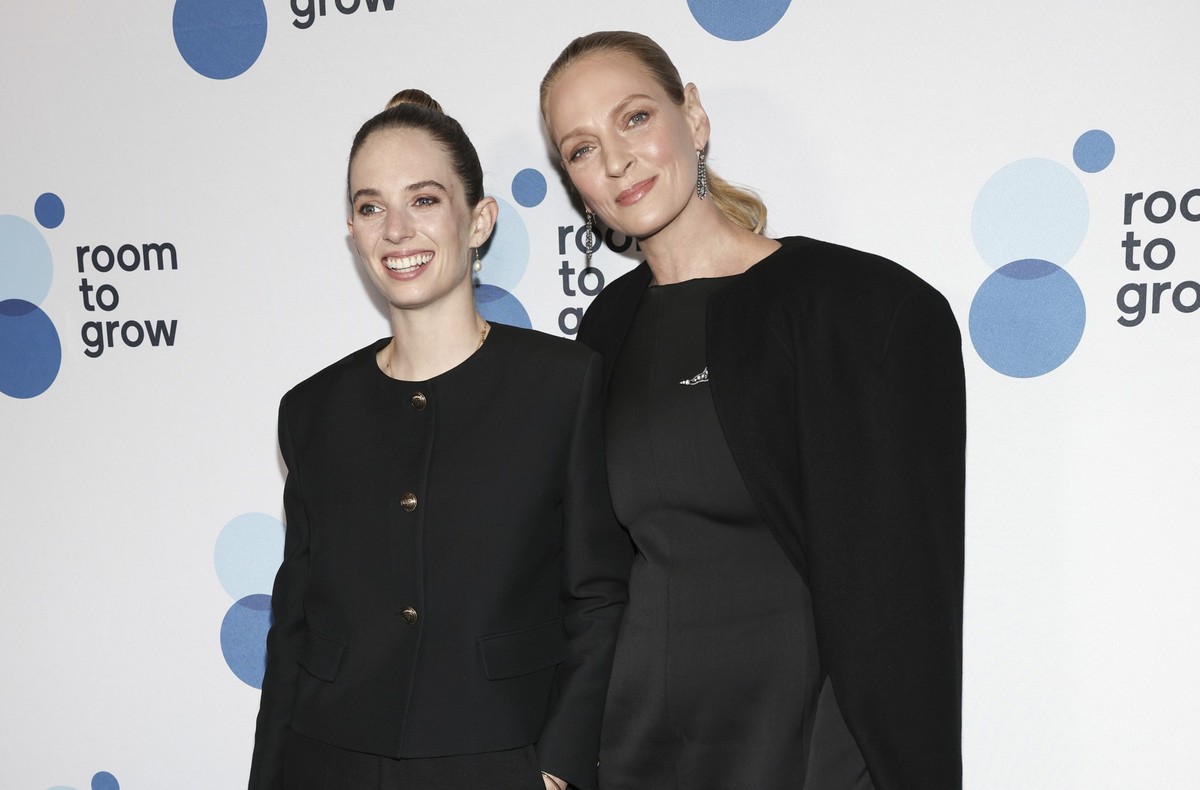 Maya Hawke, left, and Uma Thurman attend the Room to Grow 25th anniversary gala at the Ziegfeld Ballroom on Wednesday, Oct. 25, 2023, in New York. (Photo by CJ Rivera/Invision/AP)