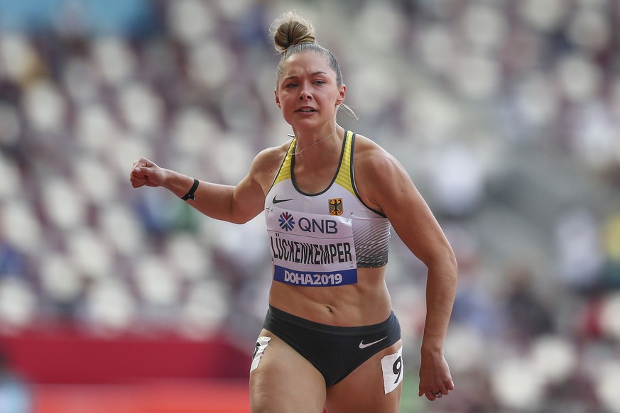 IAAF World Athletics Championships Doha 2019 Qatar, 28.09.2019 Gina Lueckenkemper GER am 28.09.19 im Khalifa International Stadium in Doha, Qatar waehrend der IAAF World Athletics Championships. IAAF  ...