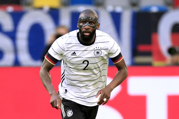 RUEDIGER Antonio Team Deutschland Deutschland - Lettland 7 : 1 am 07.06.2021 in Duesseldorf DFL REGULATIONS PROHIBIT ANY USE OF PHOTOGRAPHS as IMAGE SEQUENCES and/or QUASI-VIDEO *** RUEDIGER Antonio T ...