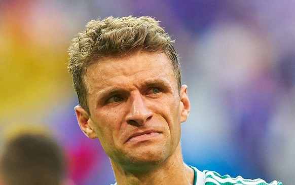 Germany - South Korea, Soccer, Kazan, June 27, 2018 Thomas MUELLER, DFB 13 sad, disappointed, angry, Emotions, disappointment, frustration, frustrated, sadness, desperate, despair, tears, GERMANY - KO ...