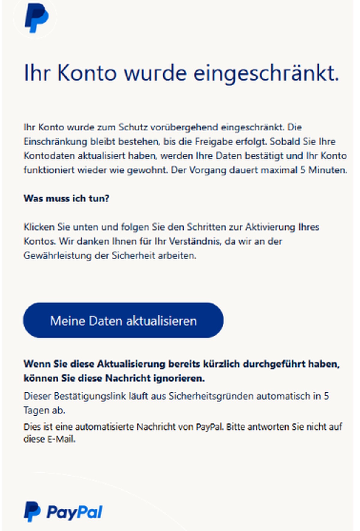 Eine klassische Phishing-Mail.