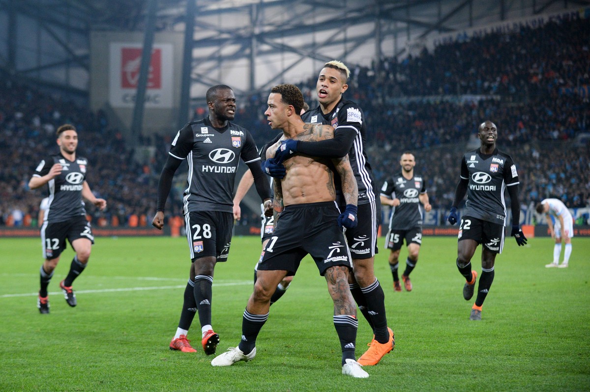 11 MEMPHIS DEPAY (OL) - 09 MARIANO DIAZ (OL) - 28 TANGUY NDOMBELE (OL) - JOIE FOOTBALL : Marseille vs Lyon - Ligue 1 Conforama - 18/03/2018 FEP/Panoramic PUBLICATIONxNOTxINxFRAxITAxBEL