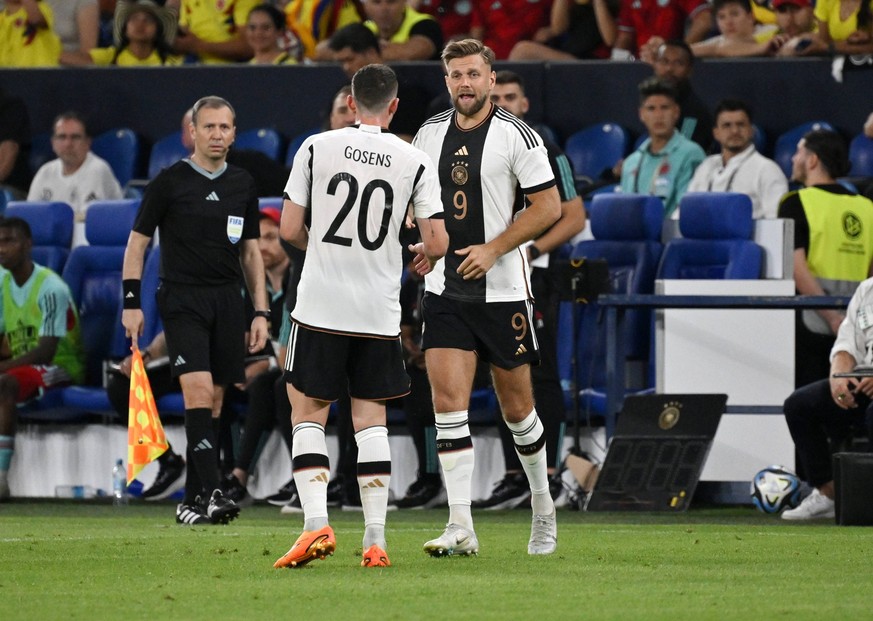 Niclas Füllkrug Deutschland, Robin Gosens Deutschland, v.re. 20.06.2023, DFB Fussball Länderspiel 2023, Deutschland - Kolumbien 0:2 Gelsenkirchen Veltins Arena Deutschland *** Niclas Füllkrug Germany  ...