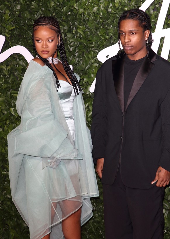 December 2, 2019, London, United Kingdom: Rihanna and ASAP Rocky on the red carpet during The Fashion Awards at Royal Albert Hall in London. London United Kingdom - ZUMAs197 20191202_zaa_s197_318 Copy ...