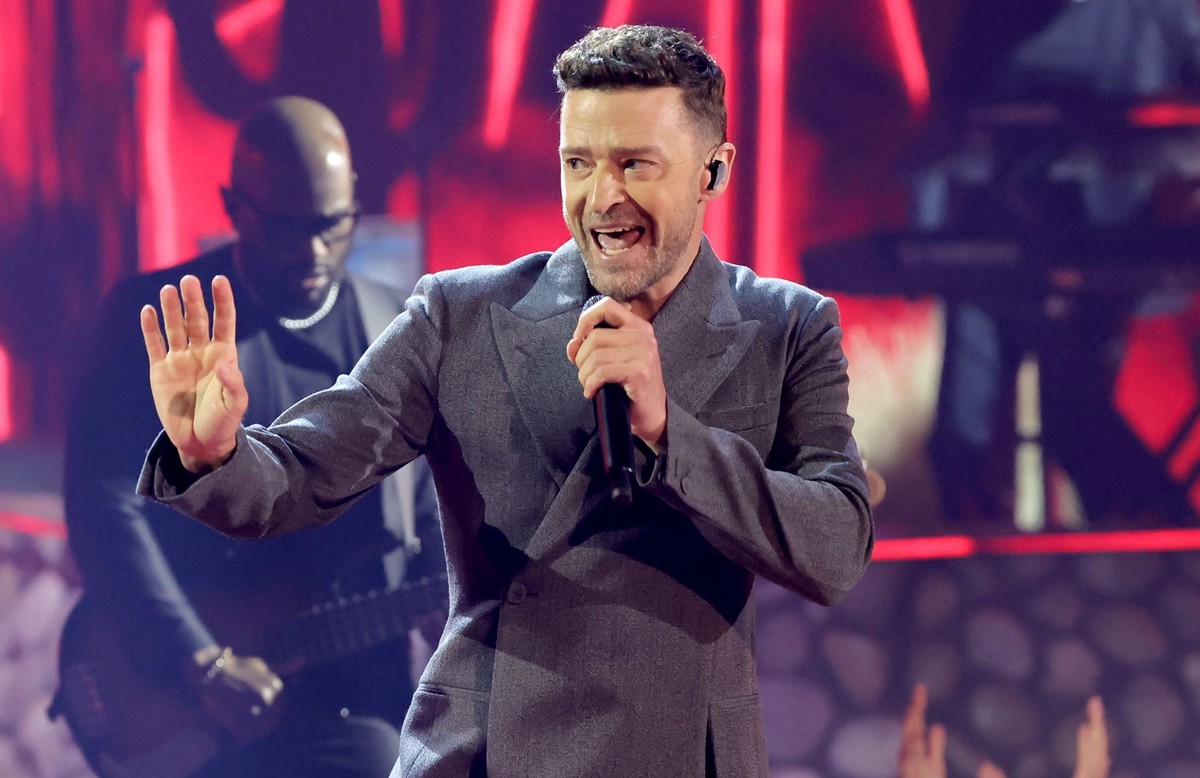 LOS ANGELES, CALIFORNIA - APRIL 01: (FOR EDITORIAL USE ONLY) Justin Timberlake performs onstage during the 2024 iHeartRadio Music Awards at Dolby Theatre in Los Angeles, California on April 01, 2024.  ...