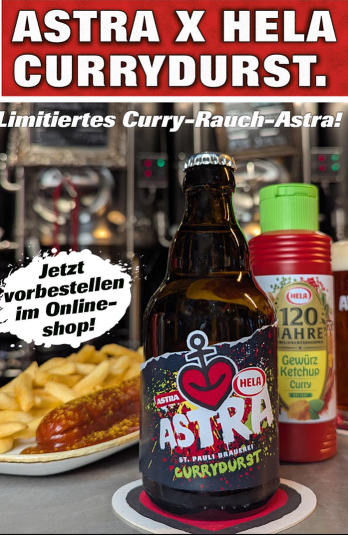 Astra mischt Bier mit Currygewürz.