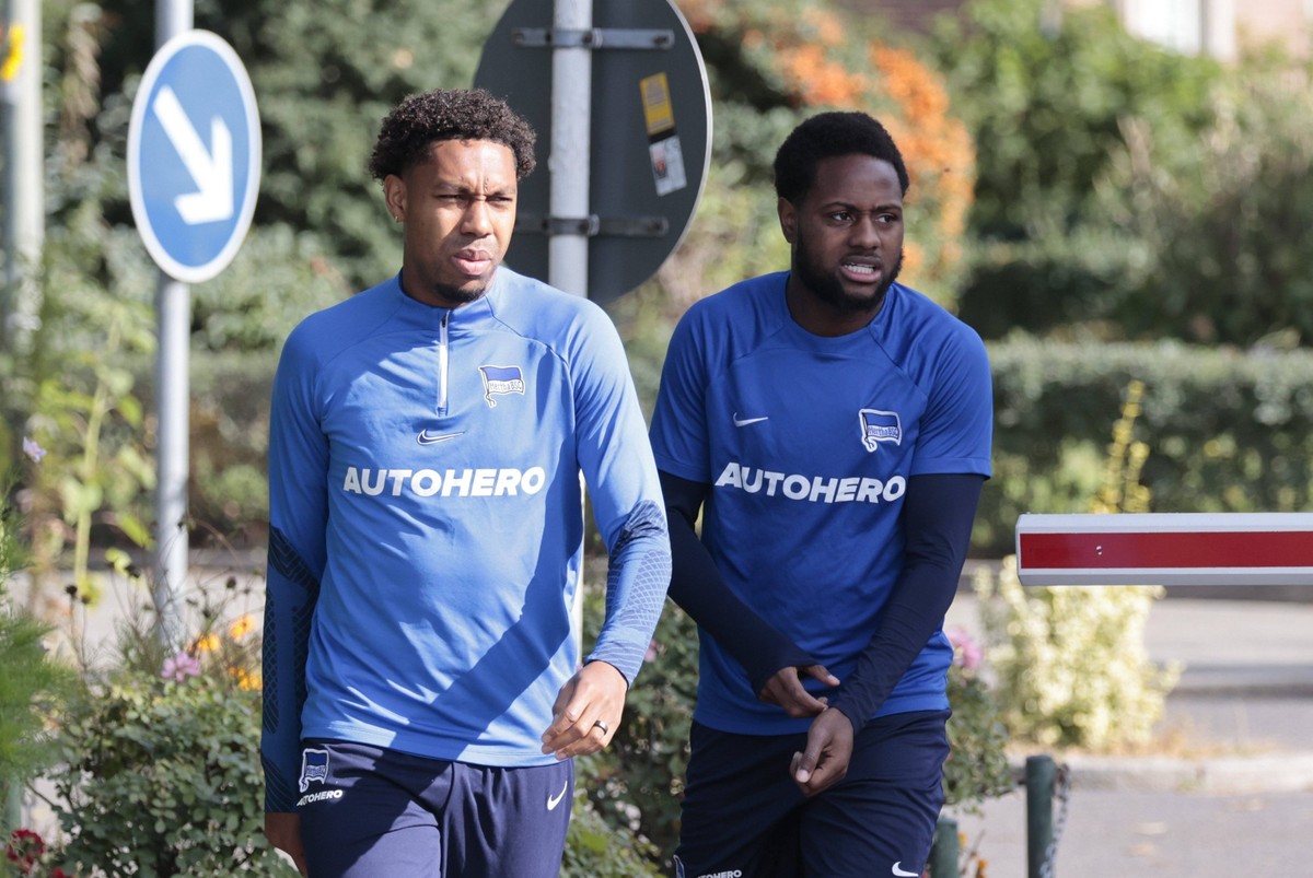 Deutschland, Berlin, Sportpark, GER, 1.FBL, Hertha BSC, Saison 2022/23, Training, Foto: Jean-Paul Botius, Deyovaisio Zeefuik *** Germany, Berlin, Sportpark, GER, 1 FBL, Hertha BSC, season 2022 23, tra ...