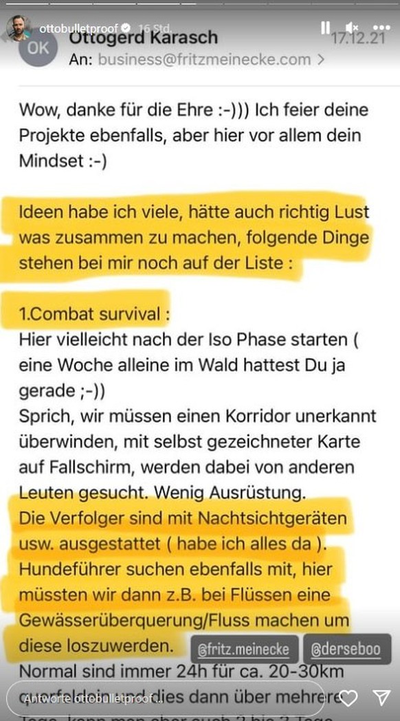 Otto zeigt den Mail-Verlauf mit Fritz Meinecke.