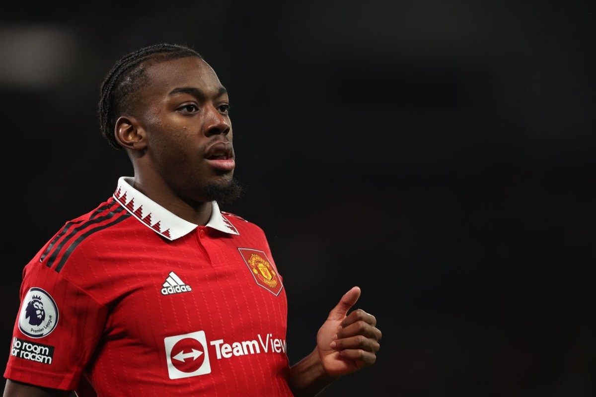 MANCHESTER, ENGLAND - DECEMBER 27: Anthony Elanga of Manchester United during the Premier League match between Manchester United and Nottingham Forest at Old Trafford on December 27, 2022 in Mancheste ...