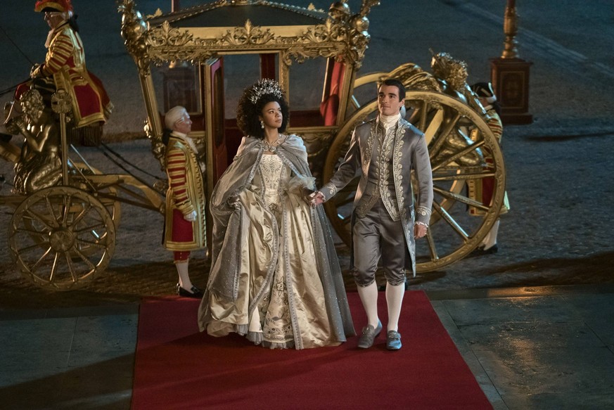 RECORD DATE NOT STATED QUEEN CHARLOTTE: A BRIDGERTON STORY, from left: India Amarteifio, Corey Mylchreest, Queen To Be , Season 1, ep. 101, aired May 4, 2023. photo: Liam Daniel / Netflix / Courtesy E ...
