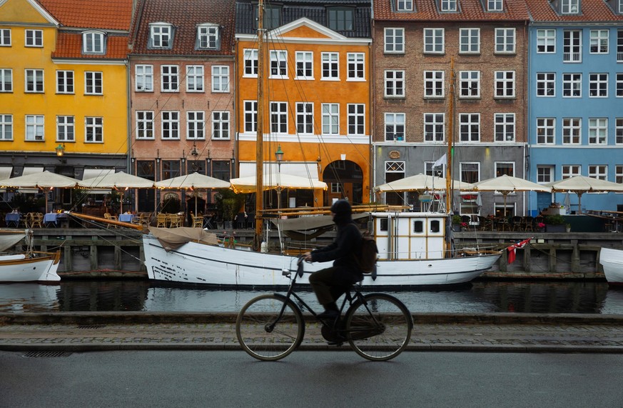 Copenhagen Nyhavn panorama city with boats and many small colorful houses