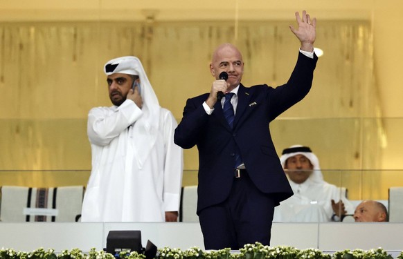 AL KHOR - FIFA President Gianni Infantino during the FIFA World Cup, WM, Weltmeisterschaft, Fussball Qatar 2022 group A match between Qatar and Ecuador at Al Bayt Stadium on November 20, 2022 in Al Kh ...