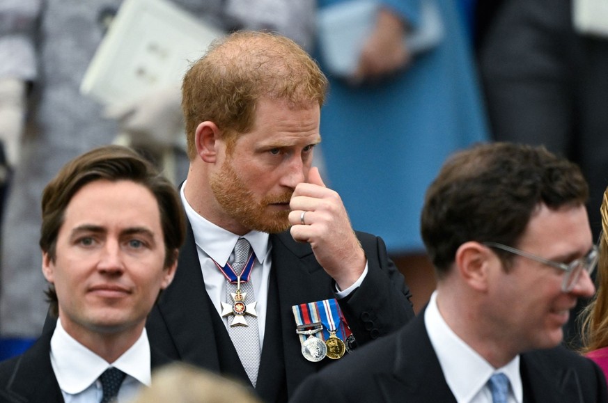 Britain&#039;s Prince Harry, Duke of Sussex, leaves Westminster Abbey following the coronation ceremony of Britain&#039;s King Charles and Queen Camilla, in London, Britain May 6, 2023. REUTERS/Toby M ...