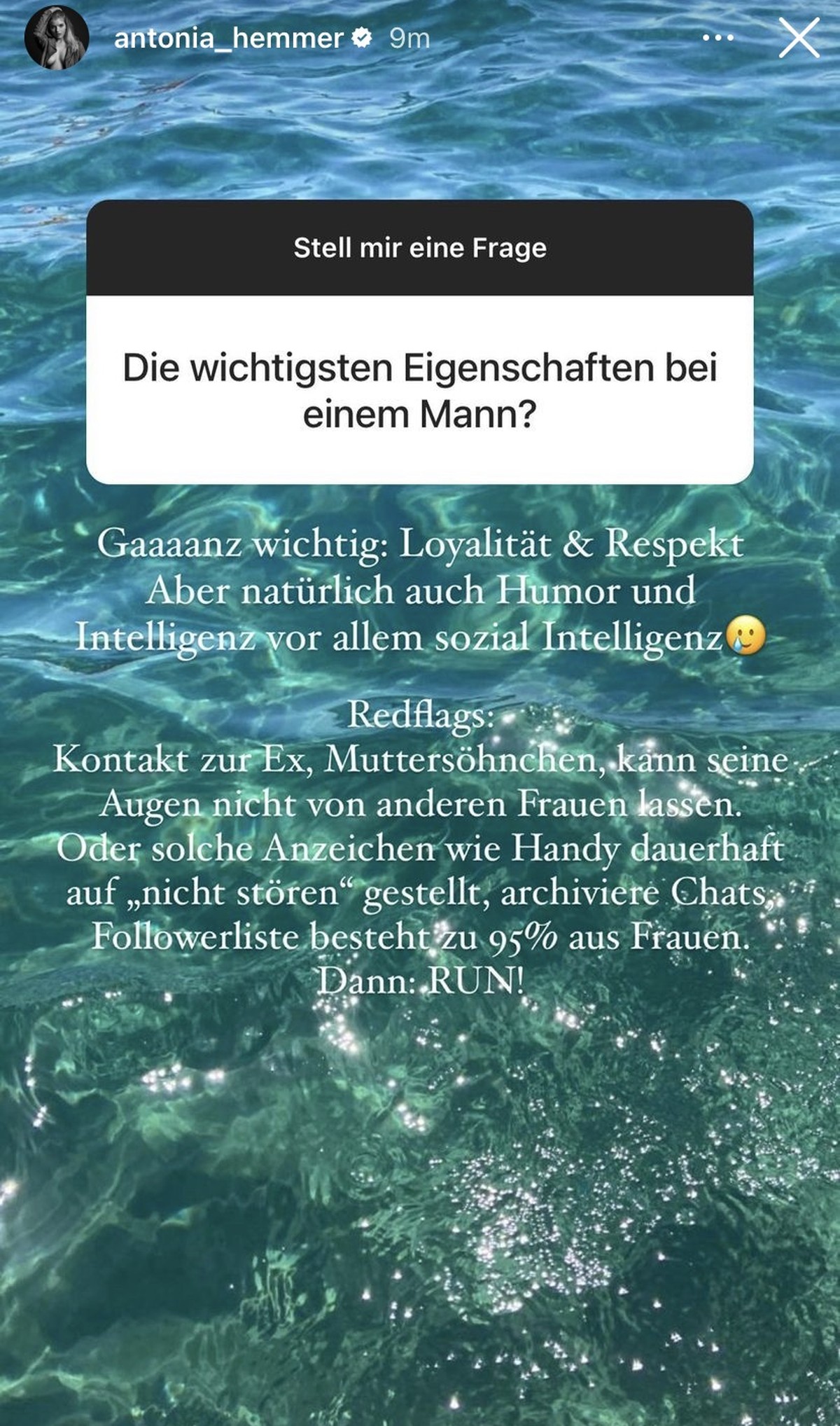 Antonia stellt klar, was für sie bei einem Mann ein rotes Tuch sei.