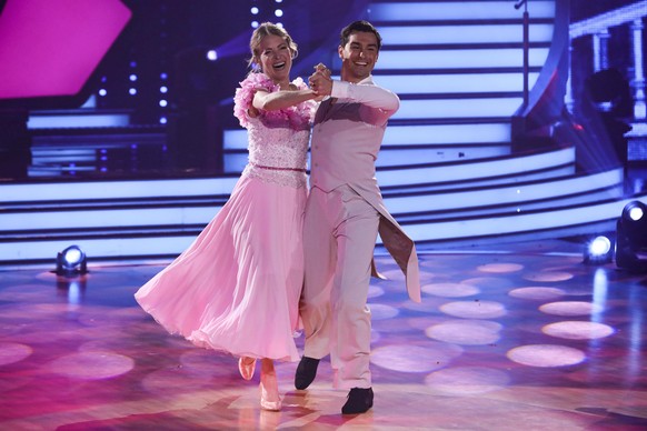 COLOGNE, GERMANY - MAY 20: Lilly zu Sayn-Wittgenstein-Berleburg and Andrzej Cibis perform on stage during the final show of the 15th season of the television competition show &quot;Let&#039;s Dance&qu ...