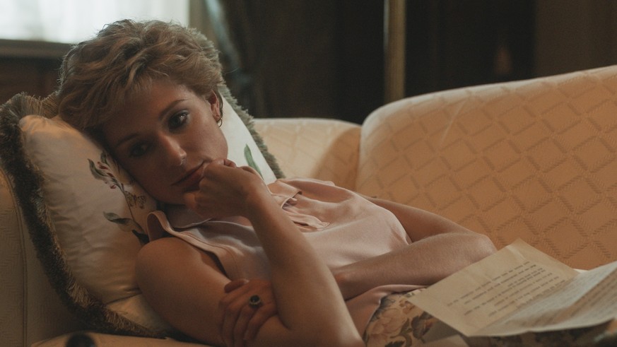 This image released by Netflix shows Elizabeth Debicki as Princess Diana in a scene from &quot;The Crown.&quot; (Netflix via AP)