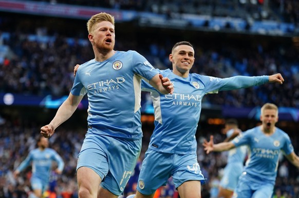 Manchester City v Real Madrid - UEFA Champions League - Halve finale - Eerste wedstrijd - Etihad Stadium Kevin De Bruyne van Manchester City viert het eerste doelpunt van zijn team tijdens UEFA...