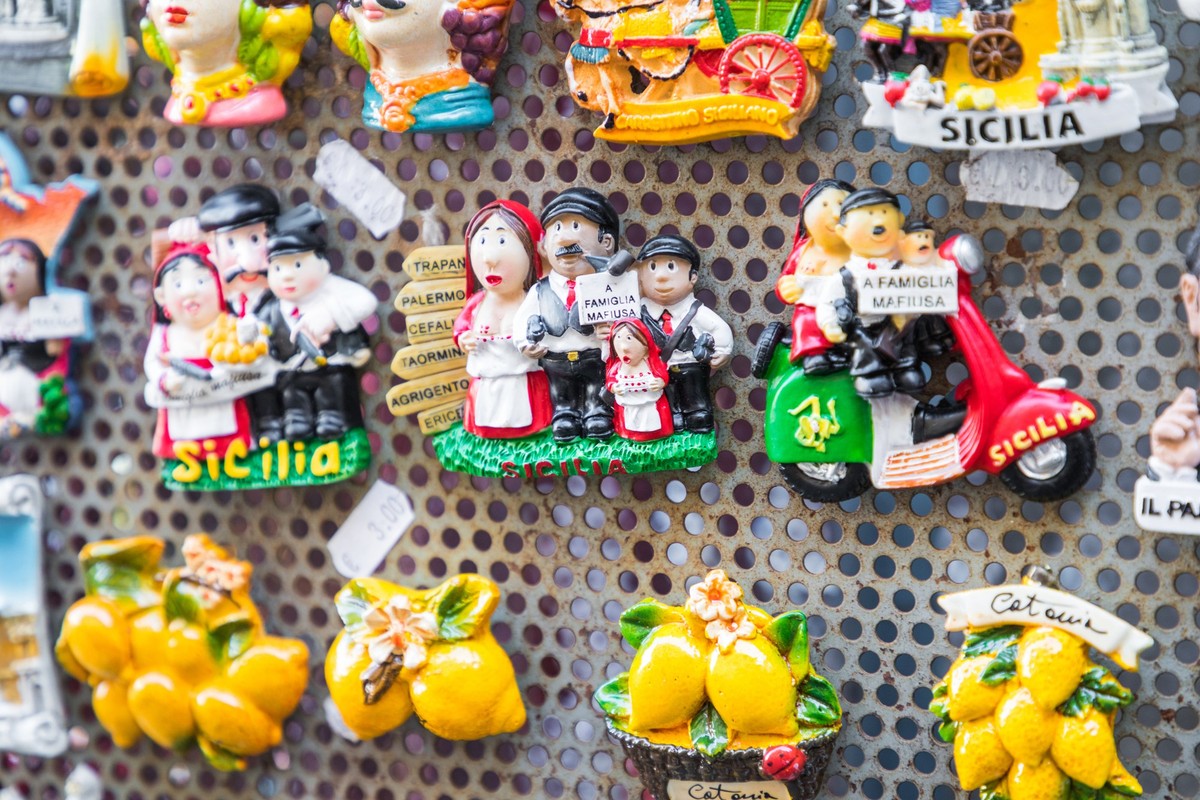 Souvenir magnets from Sicily,Italy.
