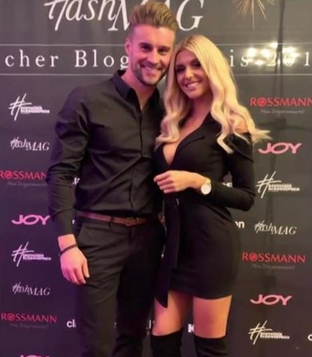 Alexander Hindersmann und Bachelorette Gerda Lewis beim Deutschen Bloggerpreis 2018 / Copyright Alexander Hindersmann Instagram. Weiterer Text über ots und www.presseportal.de/nr/113295 / Die Verwendu ...